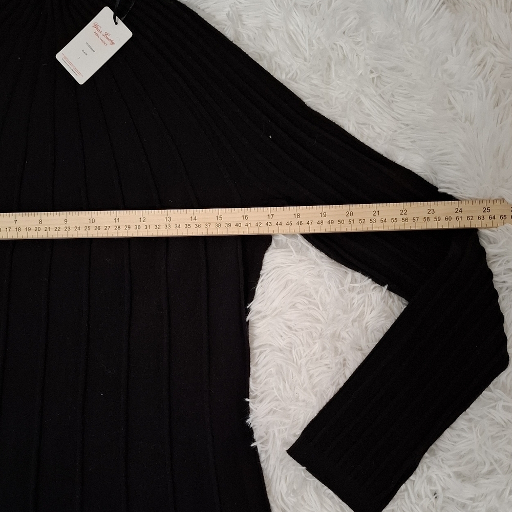 Lucky brand maxi dress Ribbed Monck Neck Long Sleeves Black Size LARGE - Picture 15 of 15